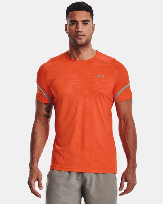 Men's UA RUSH™ Emboss Short Sleeve, Orange, pdpMainDesktop image number 0